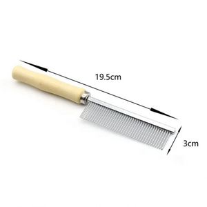 Peine metálico mayorista de dientes anchos con mango de madera para la eliminación de piojos y pelo de mascotas - Product Image 2