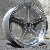 Rines Deportivos Fonyee JDM de 5 Radios y Diseño Cóncavo de 18 y 19 Pulgadas, 5x112/120/114.3, Plateados, de Aleación para BMW, Mercedes, Audi, Toyota