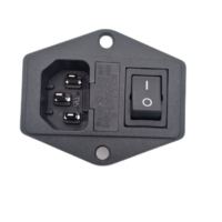Prise de courant CA IEC 60320 C14 15A 250V, module d'entrée 3-en-1 avec porte-fusible simple et interrupteur à bascule, bornes à vis