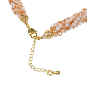 สร้อยคอคริสตัลแก้วสีแอปริคอทขนาด 18 นิ้ว พร้อมลูกปัดเหลี่ยมบิดเกลียว 4 แถว ขนาด 3 มม. - Product Image 2