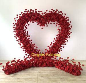 Hot Selling Red Heart Shape Blumen bogen Künstliche Rose Blumen hintergrund Hochzeit Bühnen dekoration Herz Blumen bogen - Product Image 5