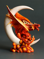 Figurine OEM en résine poly Figurine de dragon lune de feu Statue de dragon des douanes Figurine fantastique