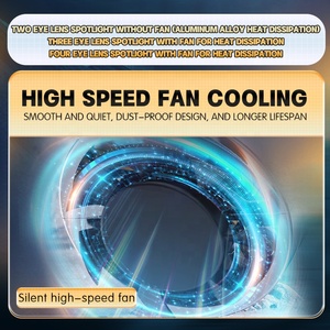 Faro LED <span class=keywords><strong>de</strong></span> 3 lentes para motocicleta con ventilador, luces auxiliares <span class=keywords><strong>de</strong></span> conducción, bombilla antiniebla para coche, camión, SUV - Product Image 3