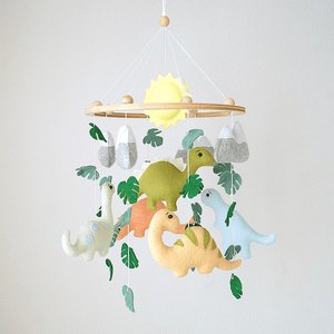 Baby Mobile <strong>Dinosaur</strong> Mobile <strong>Nursery</strong> with Pastel Dino Crib Mobile Hanging Mobile Kit Musical Mobile - Product Image 2