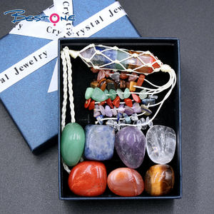 Bestone 7 çakra doğal taş düzensiz gevşek taş Yoga yedi renk taş dokuma kolye kutusu kombinasyonu hediye seti - Product Image 3