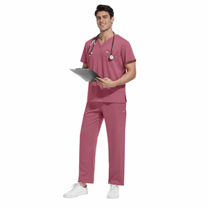 Ensemble de Blouses Médicales en Gros pour Hommes : Haut à Col en V Manches Courtes Multi-Poches et <span class=keywords><strong>Pantalon</strong></span> <span class=keywords><strong>Cargo</strong></span> Couleur Unie – Tenue d'Infirmier/Hôpital Professionnelle - Product Image 5