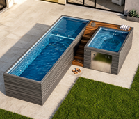 Piscine préfabriquée de luxe en fibre de verre 8M+3.2M avec combo spa à jets intégré, piscine hors sol extérieure à assembler