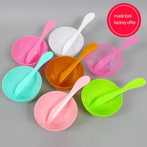 Wholesale plastic mask bowl with spatula set customized logo cosmetic skin care diy mask bowl mixing facial mask bowl set