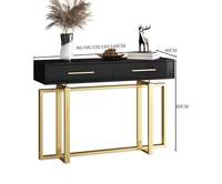 Console moderne en acier inoxydable 2023, table console en marbre dorée avec miroir