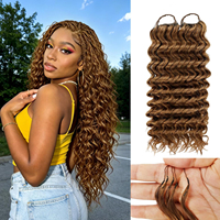 Cheveux au crochet en fibres protéinées pour femmes noires, cheveux au crochet Deep Wave, nœuds invisibles pré-séparés, cheveux au crochet Feather
