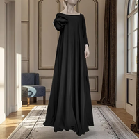 Robe longue décontractée pour femmes musulmanes Col en O Longueur au sol Abaya Robe unie grande taille Manches bouffantes Robe arabe du Moyen-Orient