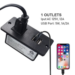 Muebles de Escritorio para Hotel con Toma de Corriente Empotrada, 1 Enchufe de CA y 2 Puertos USB, Toma de Corriente de Nailon para Mesa de Conferencias de Cocina - Product Image 2