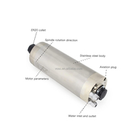 0.8 KW ER11 62MM Motor spindel berpendingin air 5A 400Hz 24000rpm poros penggilingan iklan pekerjaan kayu untuk ukiran Router CNC