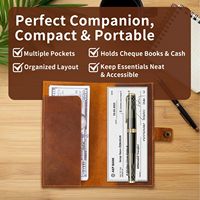 Porte-chèques en cuir de qualité supérieure avec porte-stylo, personnalisable, luxe classique, marron, vente en gros