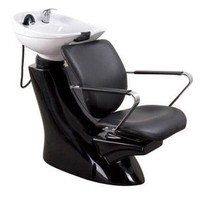 Fauteuil de lavage en cuir Dongkai avec bassin en céramique rotatif et accoudoirs semi-inclinables pour salon de coiffure et institut de beauté