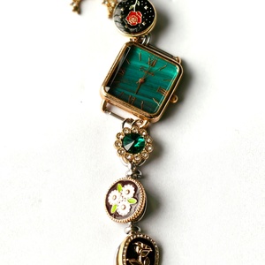 Bracelet-montre Zoryn Charm |   Montre à quartz pour femme avec cadran bleu profond, détails irisés, saphir, strass, perles faites à la main, 20 m - Product Image 2