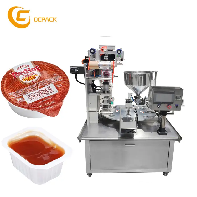 Легкая в эксплуатации упаковочная машина для йогурта, машина для запечатывания и наполнения чашек для приготовления кеточупа и соуса