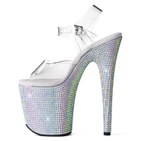 Chaussures de danseuse exotique à talons aiguilles transparents en PVC de 20 cm, plateforme haute, sexy, pour la danse en boîte de nuit, entraînement de pole dance
