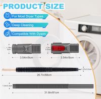 Kit de brosses de nettoyage pour conduit de sèche-linge, avec brosse en nylon de 2 pouces de diamètre, compatible avec les modèles V7-V15 et V6 DC58-DC62