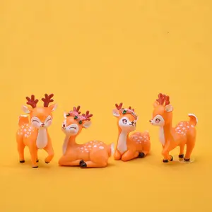 Cute Cartoon Sika Deer Model Forest Animals,Terrarium Figurines, Mini garden Figures , Micro Landscape/ Doll House Miniatures