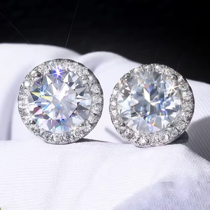 S925 Silver <b>Halo</b> Zircon Flower Shape Stud <b>Earrings</b> 18K Gold Plated Unisex Luxury Wedding Jewelry Wholesale - Product Image 2