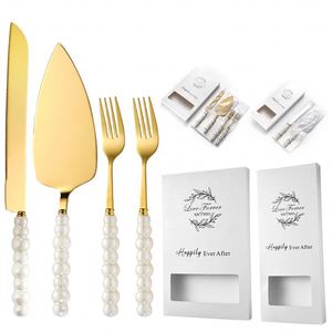 Ceramic Pearl Handle Stainless Steel Cake Set <b>Bread</b> Pizza <b>Knife</b> Spatula Dessert Fork Baking Tools - Product Image 1