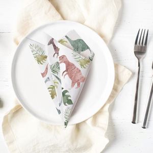 Serviettes en papier jetables 2 plis 13x13 pouces pour restaurant, sans motif dinosaure, 18 g/m², en pâte de bois, carrées, 4 plis, style sac - Product Image 3