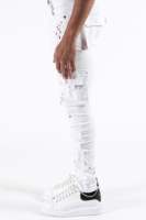 Jeans pour hommes grande taille à la mode, pantalons cargo blancs élastiques, jeans skinny en denim, jeans déchirés pour hommes