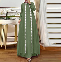 Robe Cardigan Longue Ample en Organza et Dentelle à Col Montant, Couleur Unie, Élégante et Modeste, Collection Printemps-Été 2026 pour Adultes