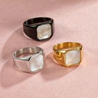 Bague unisexe en acier inoxydable, design carré simple, accessoire décontracté pour hommes et femmes