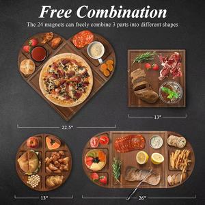 Acacia wood extra-<b>large</b> rectangular magnetic cheese board/steak <b>plate</b>/Western-style <b>plate</b> with magnetic attachment - Product Image 2