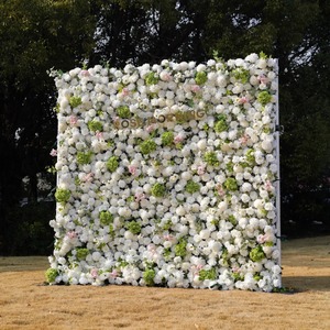 ฉากหลังดอกไม้ประดิษฐ์แบบม้วน ขนาด 8 ฟุต สำหรับตกแต่งเวทีงานแต่งงาน ผนังดอกไม้สวยงาม - Product Image 1