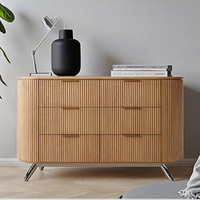 Commode de rangement de luxe Byron à 6 tiroirs en chêne massif courbé, fabriquée à la main, écologique, design européen moderne, taille et couleur personnalisables