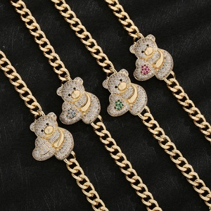 Pulseras Personalizadas al por Mayor, Chapadas en Oro de 14K, Joyería Hip Hop para Mujer, Pulsera de Cobre con Cadena Cubana y Zirconia para Chicas - Product Image 2