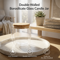 Pot à bougie en verre transparent de luxe personnalisé avec couvercle en liège naturel et emballage en boîte cadeau cylindrique pour la décoration de la maison, les mariages et l'aromathérapie