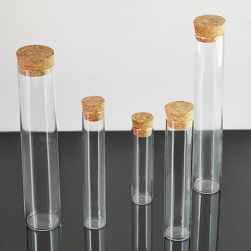 Cao bán tùy chỉnh Y Tế cấp đáy phẳng rõ ràng Glass Ống nghiệm với nút chai cho phòng thí nghiệm Nguồn cung cấp