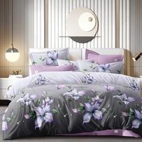 Parure de draps sur mesure 3 pièces, imprimé floral, en coton, 1 drap plat, 2 taies d'oreiller