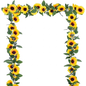 Ghirlanda di Girasoli Artificiali, Fiori di Seta con Foglie Verdi, Decorazione Floreale Finta di Alta Qualità per Matrimoni, Feste, Tavoli e Stanze - Product Image 5