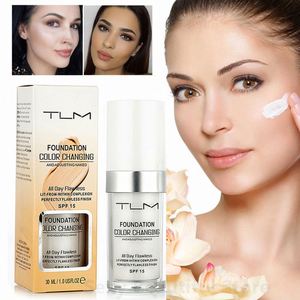 Fond de teint changeant Base de maquillage liquide couverture correcteur maquillage longue durée Sombras fond de teint <span class=keywords><strong>TLM</strong></span> 30ML couleur femme T/T - Product Image 2