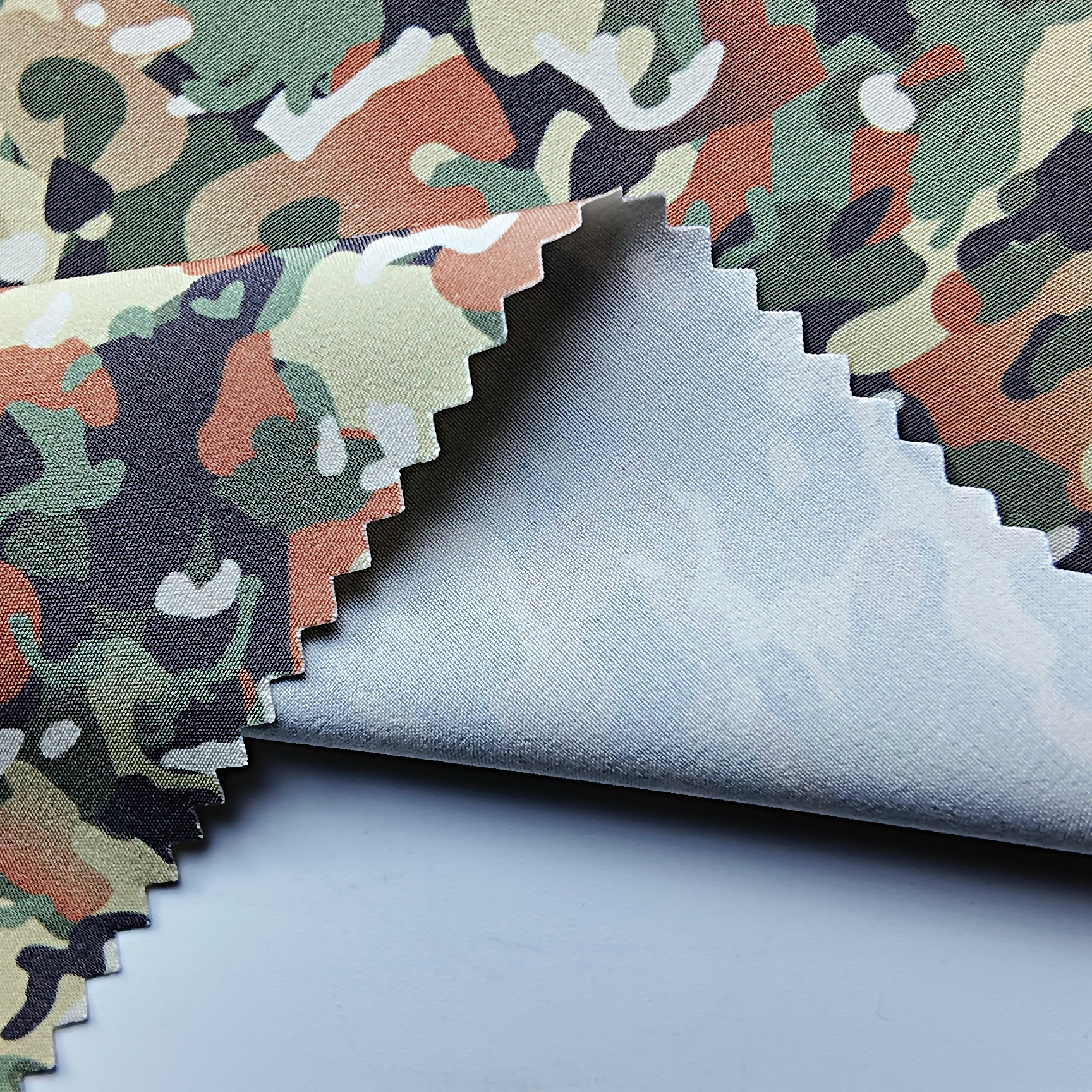 GRS Certified Recycled Repreve Organic Woven Stretch Boardshorts Fabric Anti-Bacterial PFC-Free Camo Print Sportswear Anti-UV