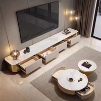 Meubles de salon modernes et simples en bois, ensemble de meuble TV et table basse, unité TV LED de luxe, console multimédia