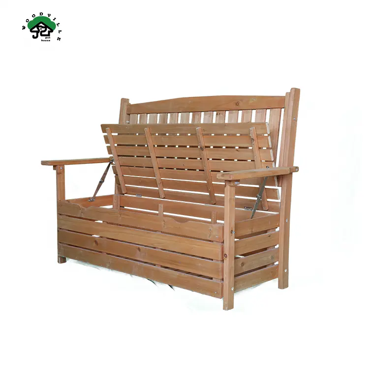 Wooden Garden Bench with Storage Shelf Outdoor Furniture Waterproof Multi-Functional Chair