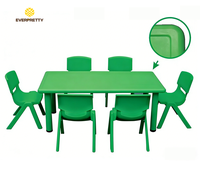 Meubles d'école et de maternelle modernes, durables, ergonomiques, respectueux de l'environnement, table et chaise en plastique pour enfants, hauteur fixe, pour salle de classe