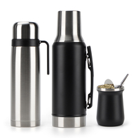 Ensemble de voyage Yerba Mate en acier inoxydable 18/8 de qualité supérieure Uruguay, avec bombilla, thermos et gourde portable pour le camping