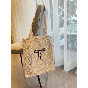ถุงช้อปปิ้งแบบเปิดปิดได้พร้อมโบว์ปะสีดำขนาดใหญ่ (โพลีเอสเตอร์) - Product Image 4