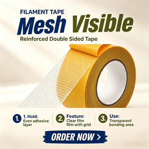 Nastro <span class=keywords><strong>Biadesivo</strong></span> in Fibra di Vetro a Rete Incrociata Rinforzato per Laminazione e Incollaggio di Profili in Schiuma - Product Image 1