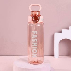Fashion One Button Reusable Waterproof Food Safe BPA Free Plastic Outdoor Use Unisex Modern Design Push Button Cap with Straw - Product Image 5