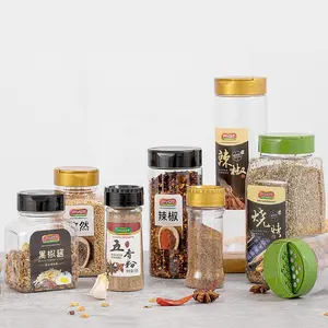 Wholesale 466ml Custom Food Grade PET Pepper Shaker Jar Empty Spice Bottles With Flip Top Lid