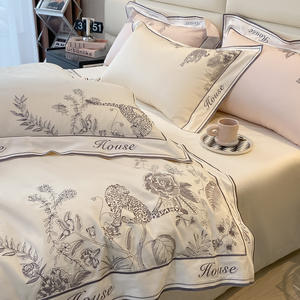 ชุดผ้าปูที่นอนผ้าฝ้ายลายปักสุดหรู,ปลอกผ้านวมลายดอกไม้อียิปต์100% พร้อมปลอกหมอน - Product Image 4