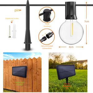 Hot Bán Không Thấm Nước Ngoài Trời Trong Nhà 25ft 25 Bóng Đèn E12 Cơ Sở G40 Năng Lượng Mặt Trời Bóng Ánh Sáng Chuỗi Đèn Cho Vườn Đảng Trang Trí Đám Cưới - Product Image 2
